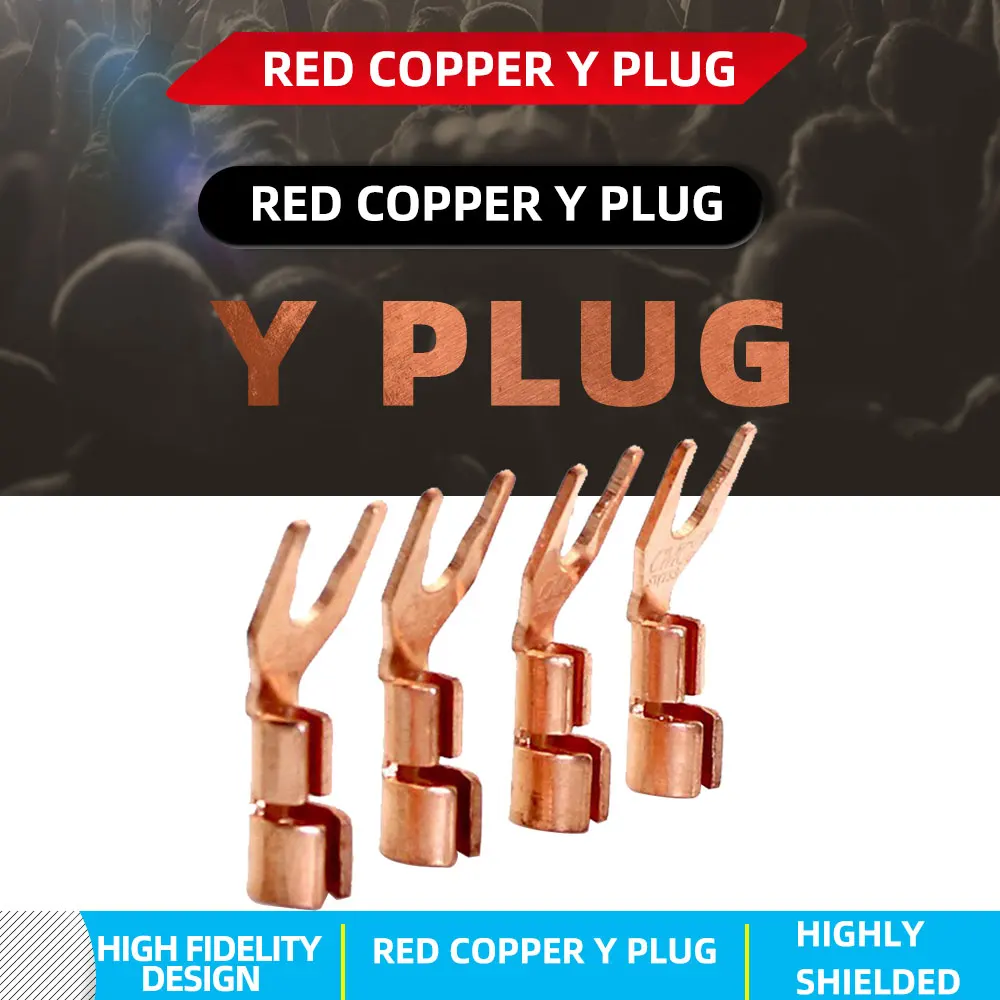

YYAUDIO 10 pcs Fork Spade Connector Adapter Red Copper Y Spade Speaker Plugs Audio Screw Fork Connector Adapter For 6mm Cable