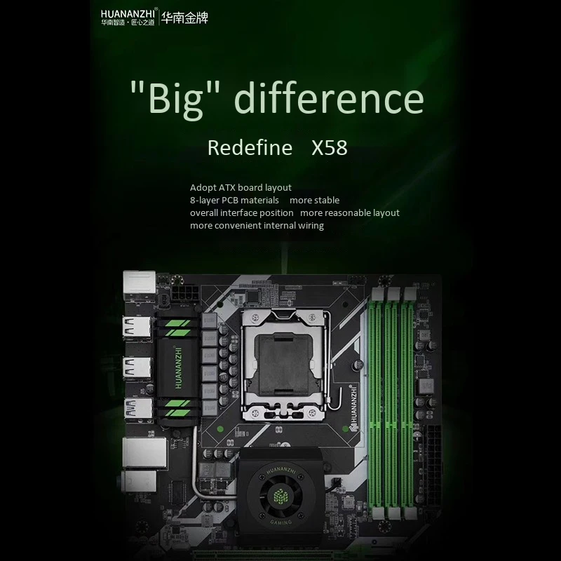 Материнская плата HUANANZHI X58 DELUXE для Int el LGA1366 DDR3 1066/1333 МГц 48 ГБ SATA2.0 USB3.0 ATX - купить по