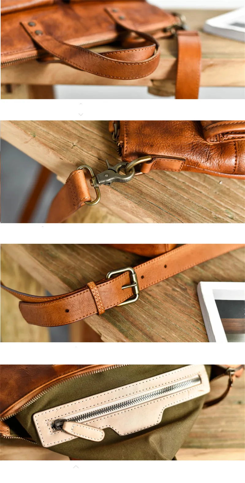 Fashion casual high quality natural genuine leather men's briefcase luxury real leather portable working brown messenger bag