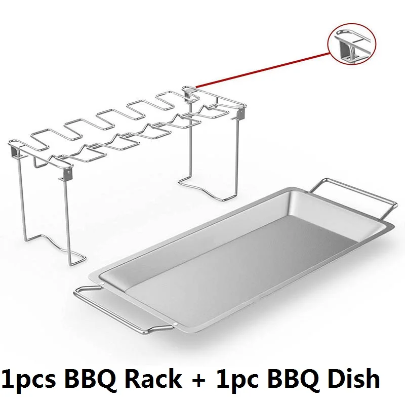 Нержавеющая сталь барбекю кронштейн Куриное Крылышко ноги RackBBQ посуда для Гриль курильщик держатель для пикника инструменты для приготовления пищи - Цвет: 1 BBQ Rack BBQ Dish
