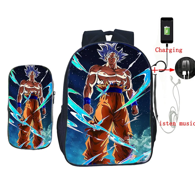 5 2 шт./компл. школьные сумки с пеналом аниме Dragon Ball Z рюкзак Гоку печать usb зарядка дорожные сумки для подростков - Цвет: 5