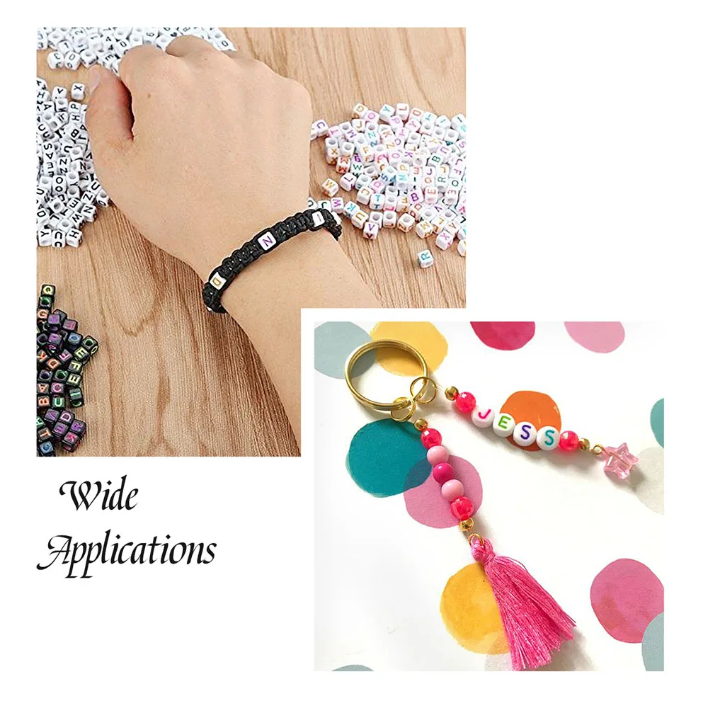 

955pcs/Box Mix Color Letter Acrylic Beads 1mm Elastic Crystal Thread Accessories For DIY Alphabet Themed Stretch Bracelet Making