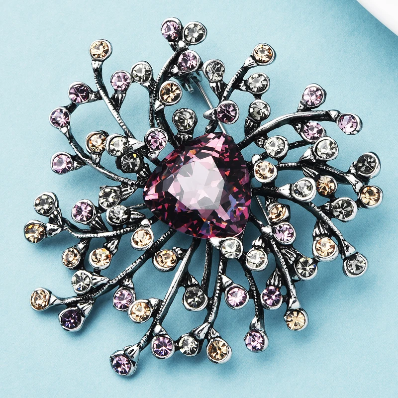 

Wuli&baby Rhinestone Fireworks Flower Brooch Pins Women Unisex Weddings Party Brooches Gifts