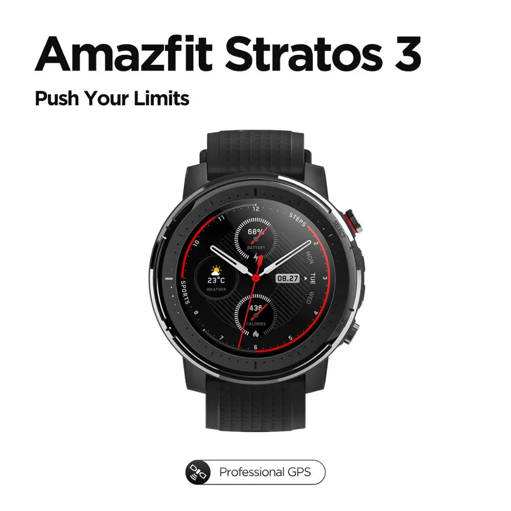 

IN Stock Global Version New Amazfit Stratos 3 Smart Watch GPS 5ATM Bluetooth Music Dual Mode 14 Days Smartwatch For Android 2019