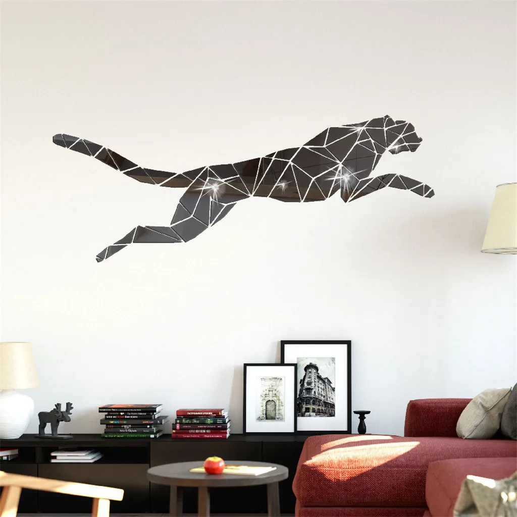 Креативные геометрические зеркальные наклейки с кристаллами Леопардовый цвет