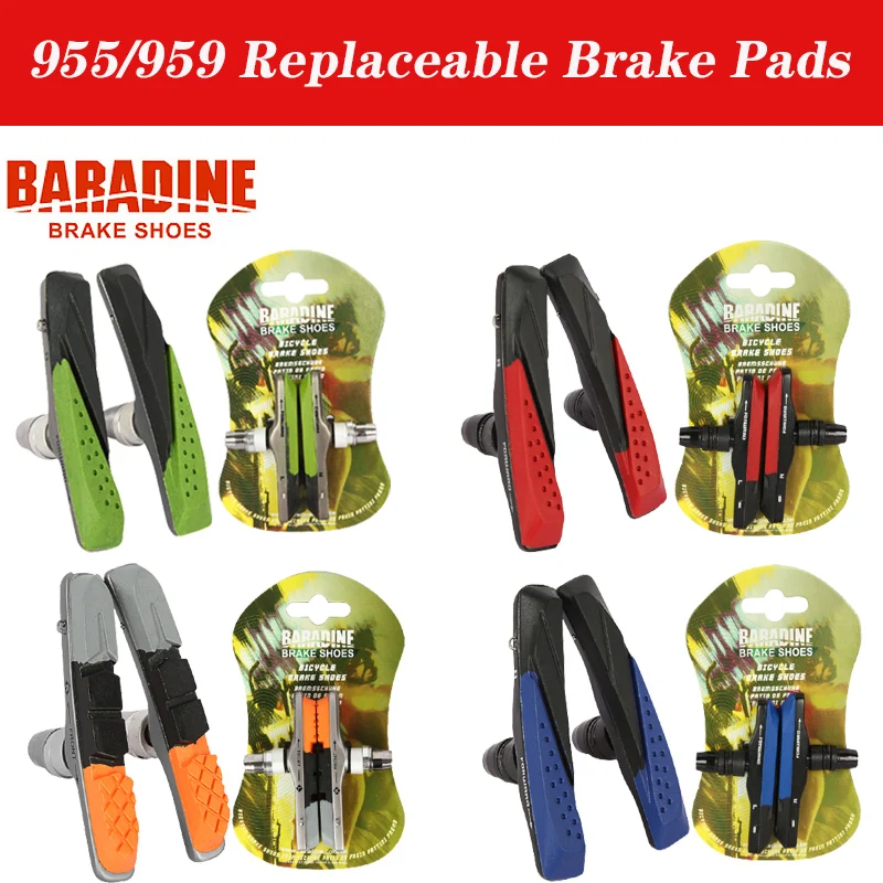 Тормозные колодки BARADINE V 955/959 для дорожного велосипеда, Велосипедный тормозной блок для горного велосипеда, Сменные тормозные колодки для велосипеда, Нескользящие клеевые блоки