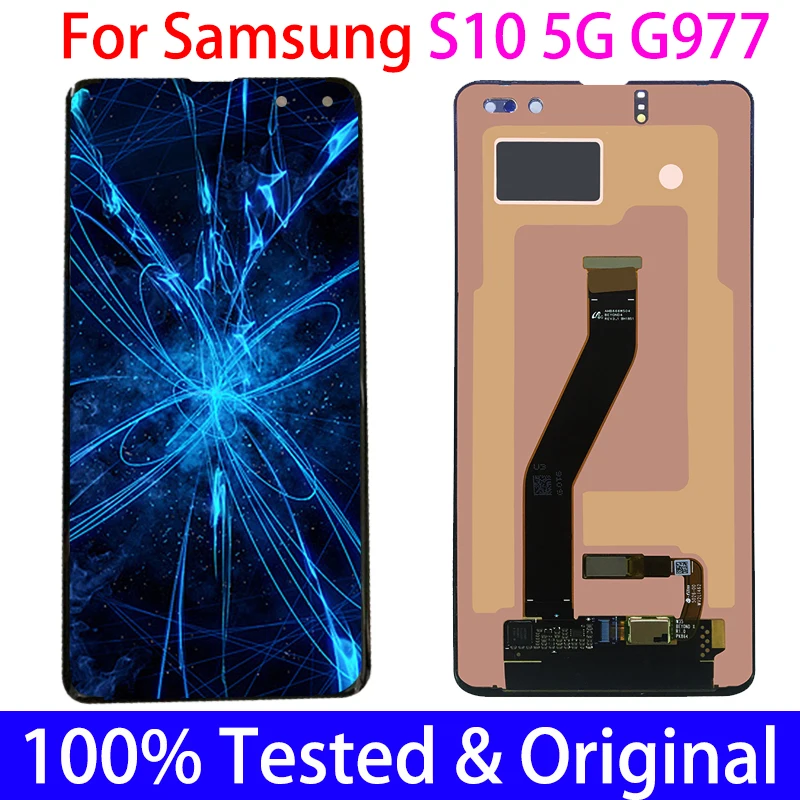 

Оригинальный AMOLED-экран для Samsung Galaxy S10 5G G977U G977B, ЖК-дисплей, сенсорный экран в сборе, 6,7 дюйма, сменная деталь для замены