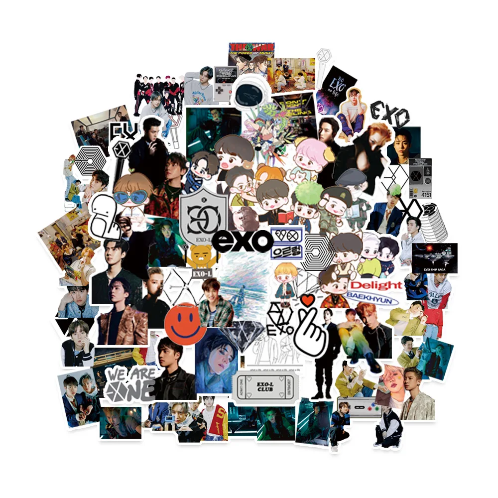 108pcslot kpop exo adhensive stickers for luggage skateboard phone laptop bicycle wall guitar stickers diy scrapbooking free global shipping