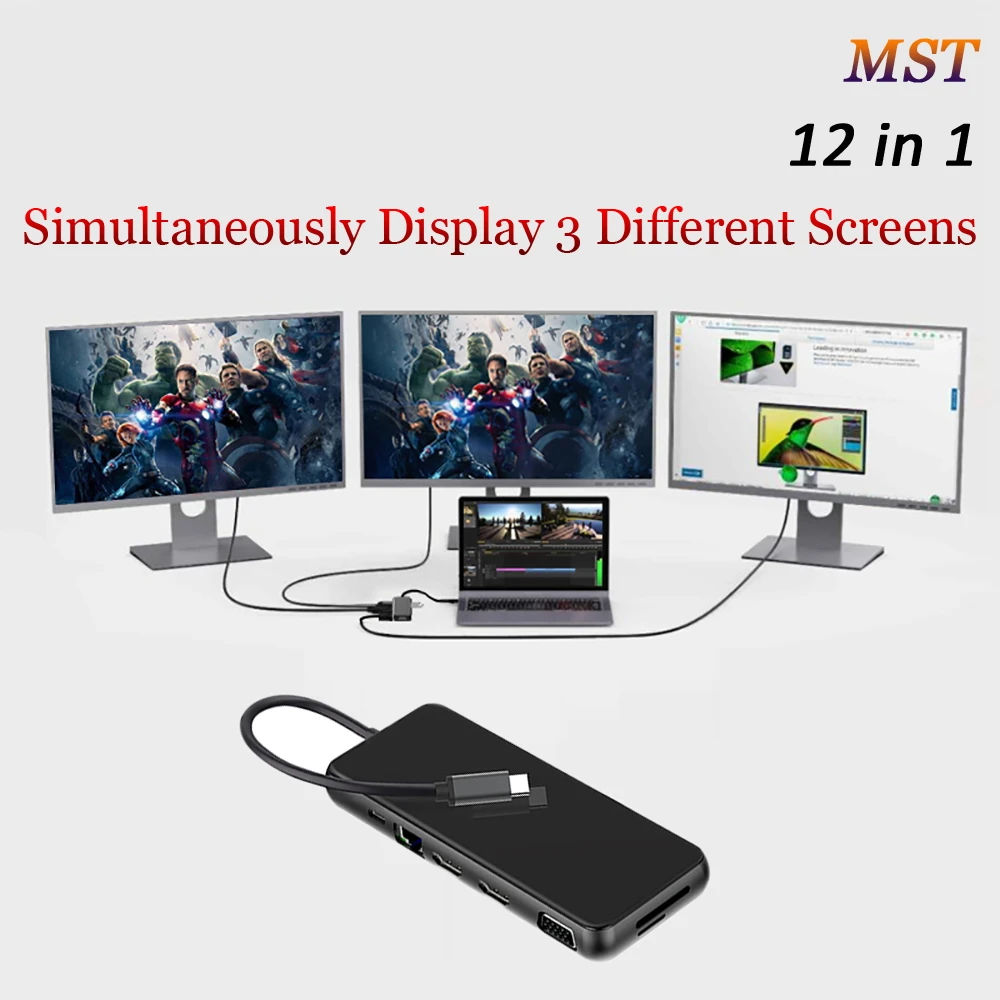 Док-станция usb-хаб MST Type C USB VGA RJ45 PD 3 0 для ноутбуков док-станция Thunderbolt | Электроника