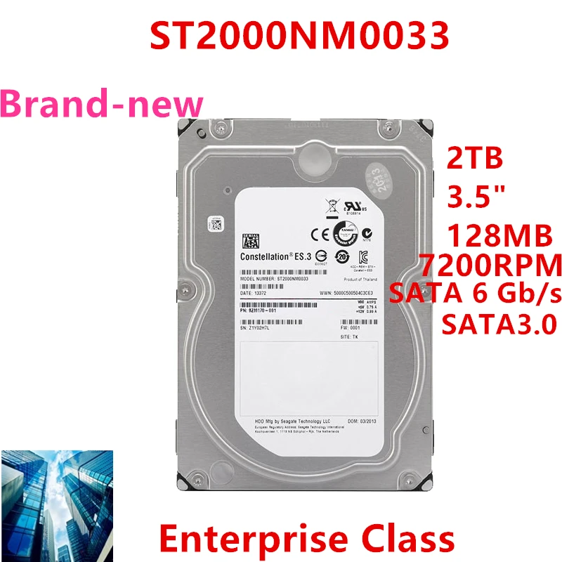 Новый оригинальный HDD для Seagate 2 ТБ 3 5 &quotSATA 6 ГБ/сек. 128 МБ 7200 об/мин внутреннего