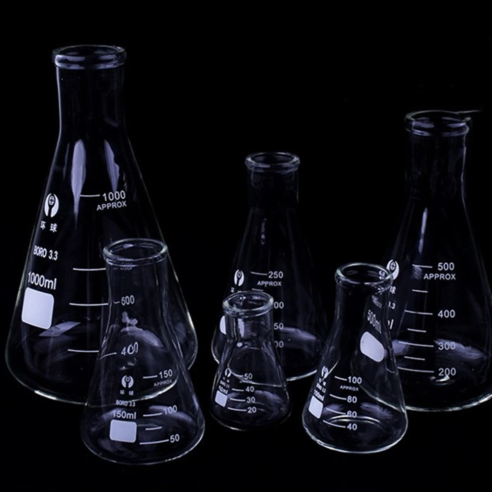 

1 Pc Thicken 50ml-1000ml Erlenmeyer Borosilicate Glass Flask Narrow Neck Conical Triangular Flasks Laboratory Chemical Equipment