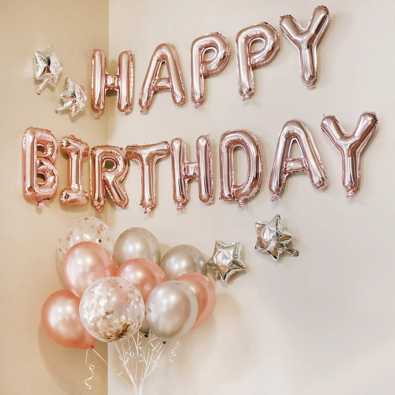 Русский счастливый день рождения воздушные шары 16 дюймов Алфавит буквы гелий