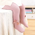 Милые колготки принцессы для маленьких девочек с бантом, мягкие хлопковые детские колготки, однотонные колготки для маленьких девочек на весну и осень, чулки для малышей