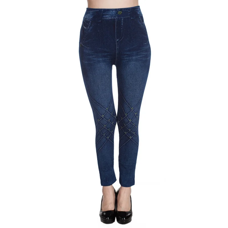 

Shape Printing Thickened Slim Sexy Leggings Jeans Commuter Pants Casual Pants Lower Leg Grid Jeans Style Waist Type Fit Type Age