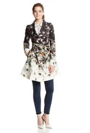 Desigual новинка испанский стиль модное однобортное пальто средней длины с принтом