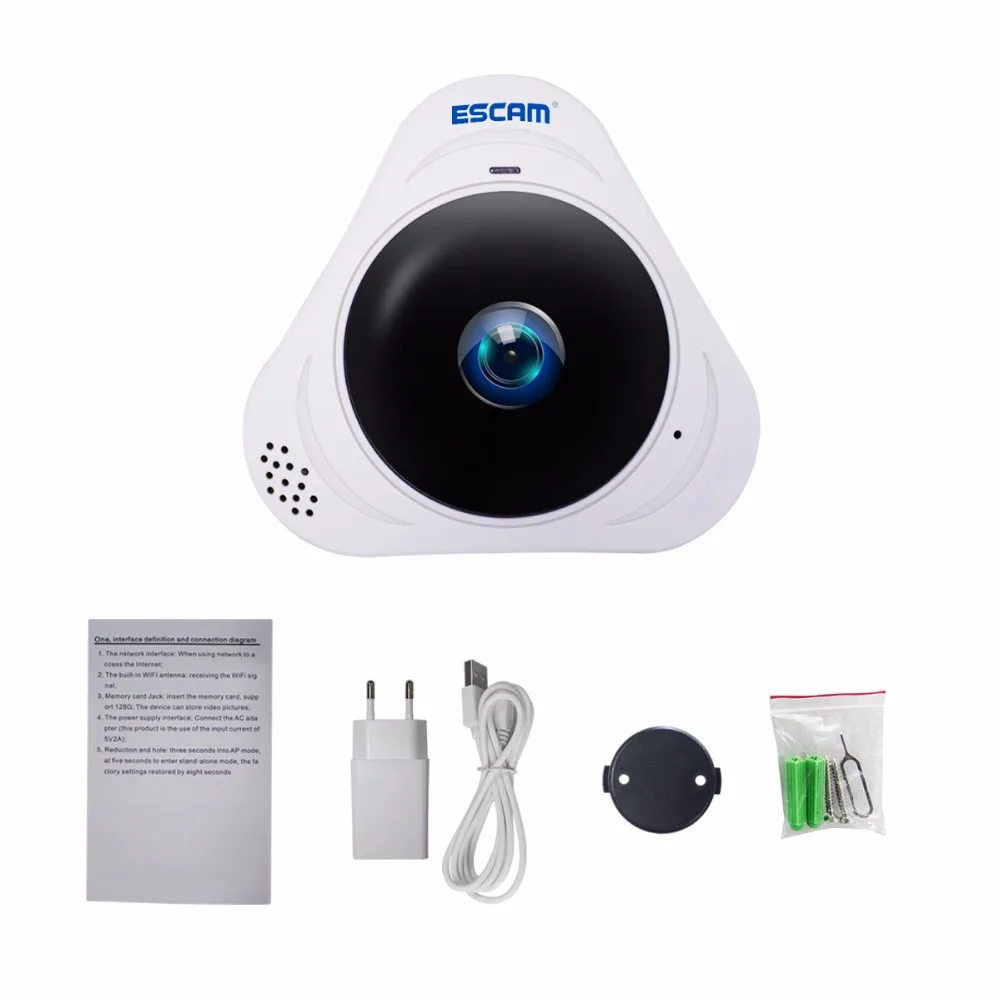 ESCAM Q8 HD 960P 360 МП градусов панорамный монитор рыбий глаз WIFI ИК Инфракрасная камера VR
