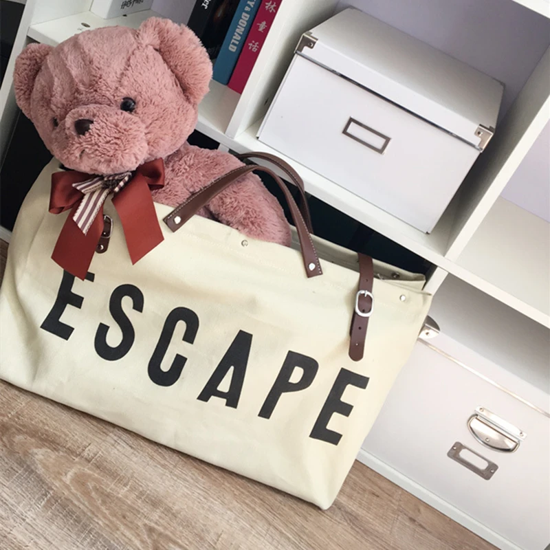 

Simple and Versatile Literary Letter Pattern Canvas Bag for Women 2021 New Trend Unisex Beach Travel Shopping Tote Bag Channels