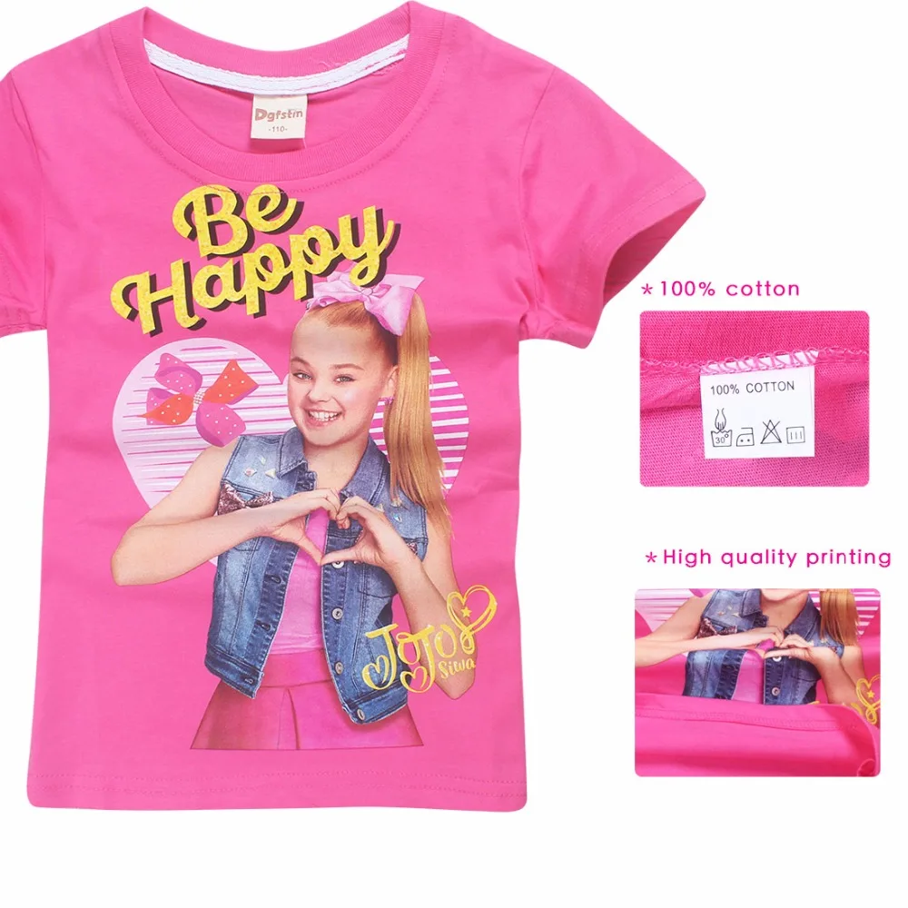 От 5 до 12 лет JOJO Siwa/детская футболка для девочек футболка с короткими рукавами мягкая хлопковая одежда для подростков Детские футболки, одежда для девочек