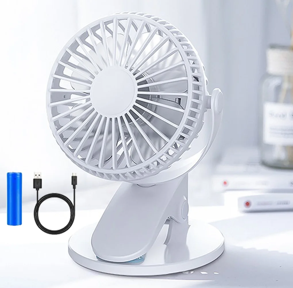 

Portable USB Table Fan Clip-on Type USB Rechargeable Cooling Mini Desk Fan 360 Degree Rotation 3 Speeds Adjustable Handheld Fan
