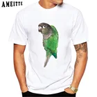 Футболка мужская с коротким рукавом, Зеленый Классический Топ в стиле хип-хоп, с забавным дизайном птиц, Повседневная рубашка, лето
