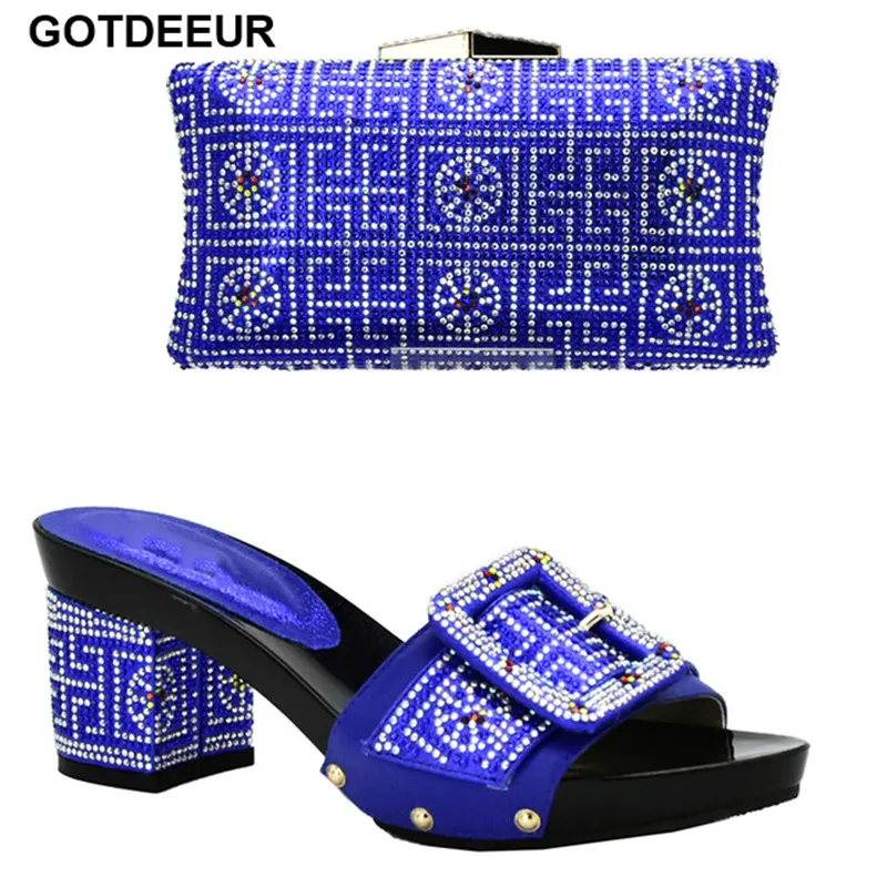 

Королевский синий цвет африканские подходящие туфли и сумки Итальянские женские нигерийские женские свадебные аксессуары обувь и сумка для вечеринки