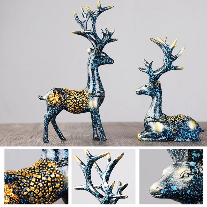 Миниатюрные украшения с оленем в форме пар художественная фигурка из смолы
