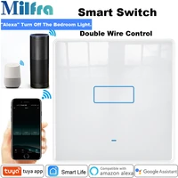 milfra smart light switch neutral wire required voice touch phone control glass eu 86mm wifi switch for assistant alexa tuya app