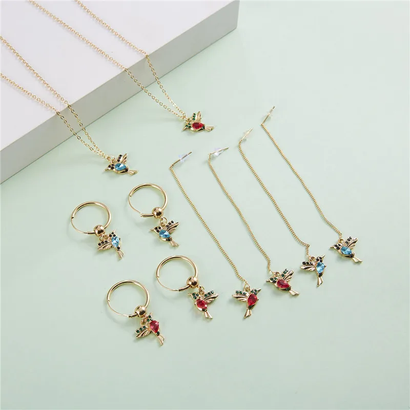 New Unique Little Bird Drop Long Hanging Hummingbird  Earrings For Women Elegant Girl Tassel Crystal Pendant Earring Jewelry images - 6