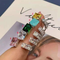 funmode shiny yellow green pink clear open adjustable rings for women couple rings bijoux anillos mujer wholesale fr220
