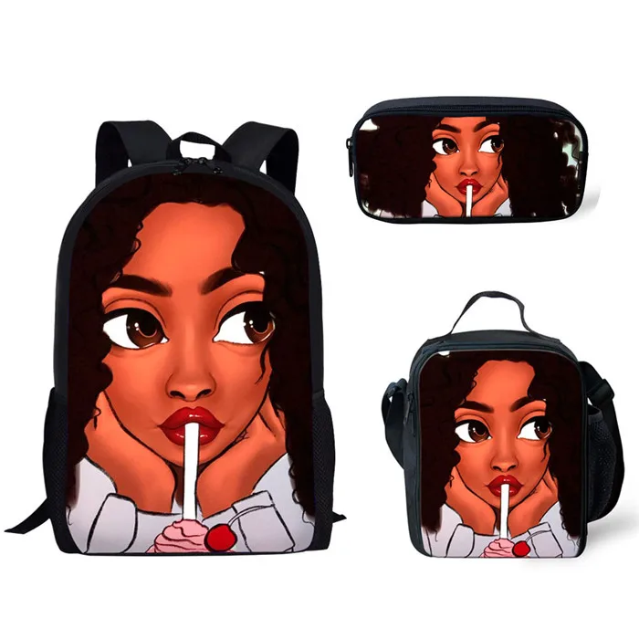 YQ3598CGK FORUDESIGNS в африканском стиле черного цвета для девочек; школьная сумка 3 шт./компл. ортопедические рюкзаки Для детей школьный рюкзак Mochila Infantil - Цвет: YQ3598CGK