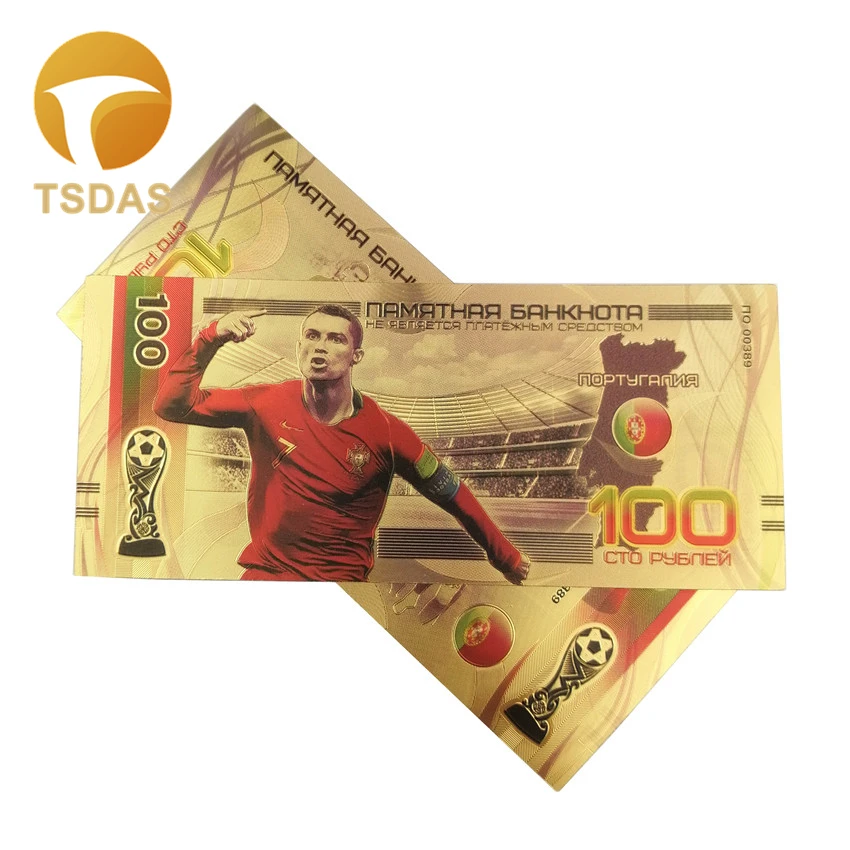 Россия сувенир 24K футбольная Золотая банкнота для коллекции банкнот