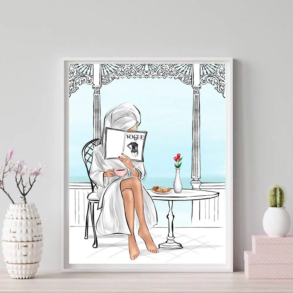 

Bathroom Posters And Prints Nordic Girly Poster Wall Art Modern Canvas Painting Fashion Wall Pictures For Living Room Decoration
