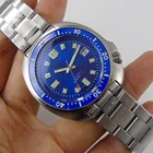 Японские Мужские автоматические часы NH35A, 44 мм, с автоподзаводом, с синим циферблатом, водонепроницаемость до 200 м, с окошком даты, C3, с поворотным циферблатом