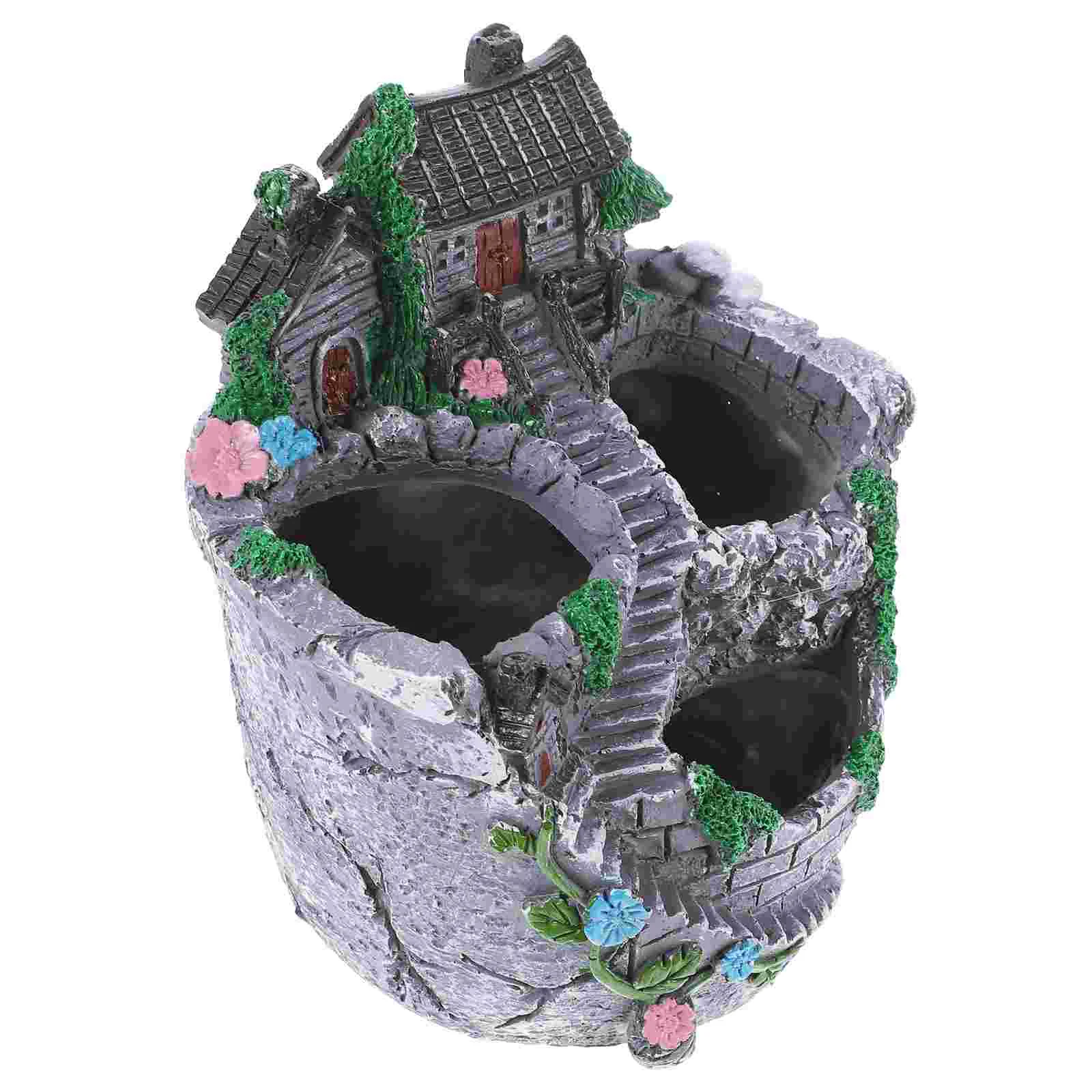 

1 Pc Simulated House Flower Pot Resin Succulent Pot Mini Flower Container