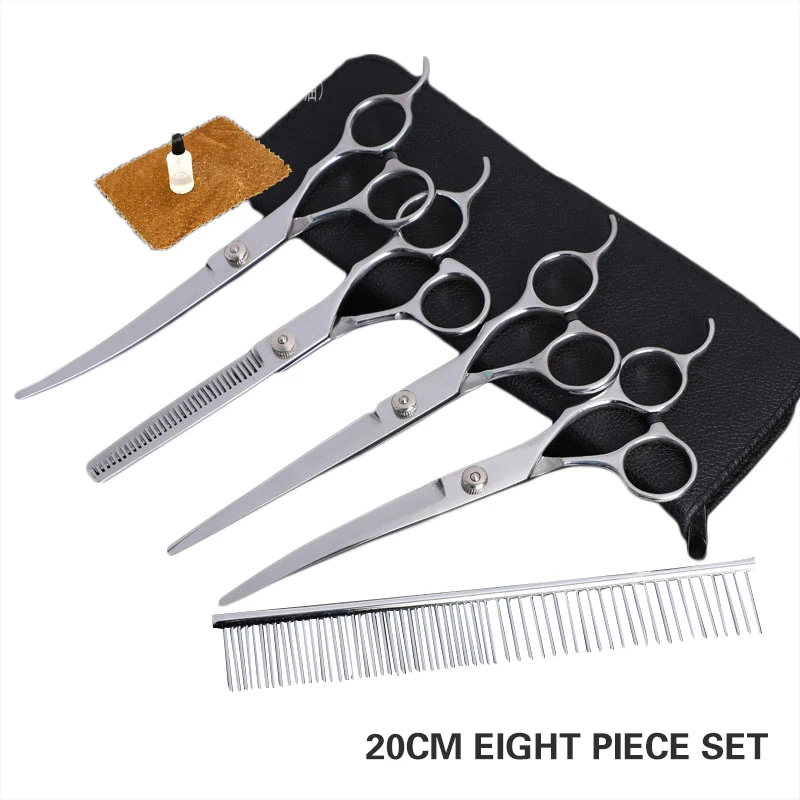 Набор ножниц для ухода за домашними животными Pet Grooming Scissors Set 6 7 Inch Straight Curved Dog Cat Shears Hair Cutting Thinning Gromming Tools.