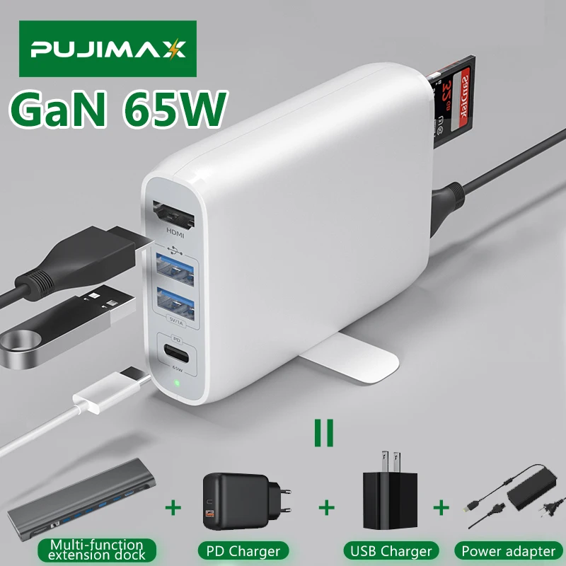 

Зарядное устройство PUJIMAX PD, 65 Вт, USB C, QC 3,0, 4 порта, быстрая зарядка телефона, быстрый адаптер для iPhone 12, 11, Huawei, Xiaomi, ноутбука, Samsung, планшета