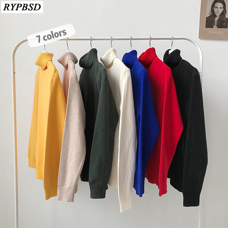 Мужской однотонный кашемировый свитер с высоким воротником | Мужская одежда