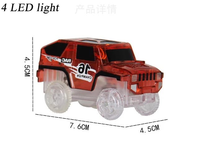 4 LED Red Светодиодный автомобиль с 5 мигающими огнями пластиковая гоночная электроника для детей гоночная светится трек DIY Головоломка американские горки Игрушки - Цвет: 4 LED Red