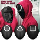 Маска для косплея из игры кальмар, треугольная, квадратная, круглая, красная капюшон, мужской головной убор, реквизит вечерние ринки, Хэллоуина, унисекс, для взрослых