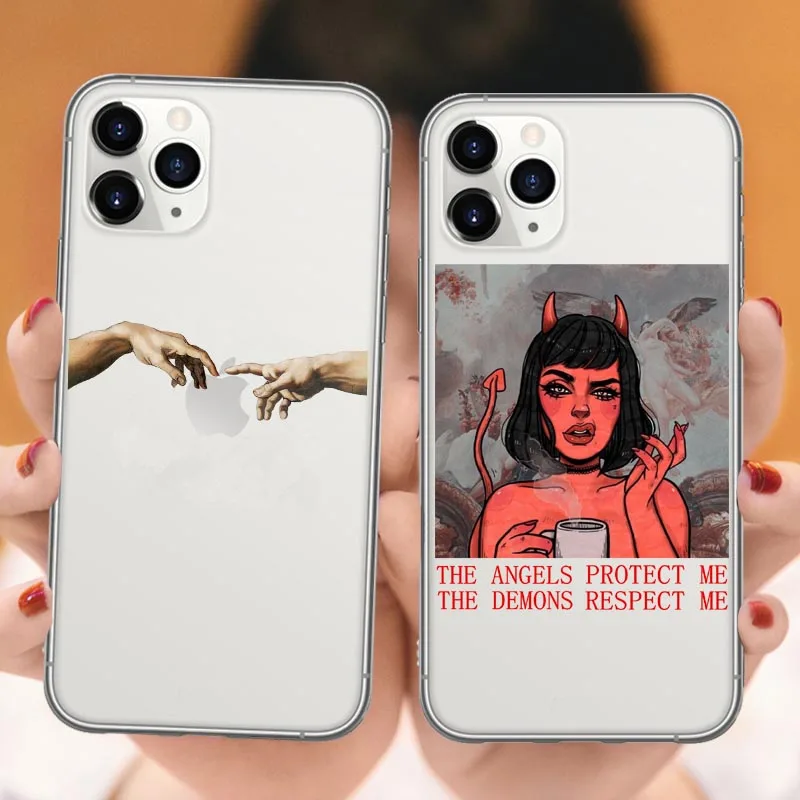 Мягкий чехол для телефона с изображением Микеланджело сотворения Адама iPhone 12 Pro