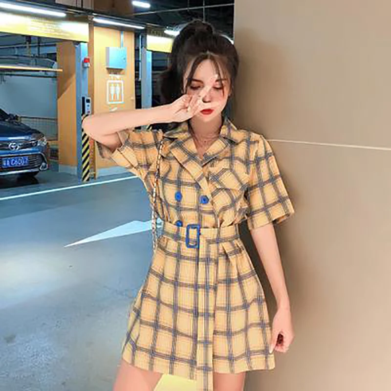 Комбинезон женский летний клетчатый с широкими штанинами и высокой талией