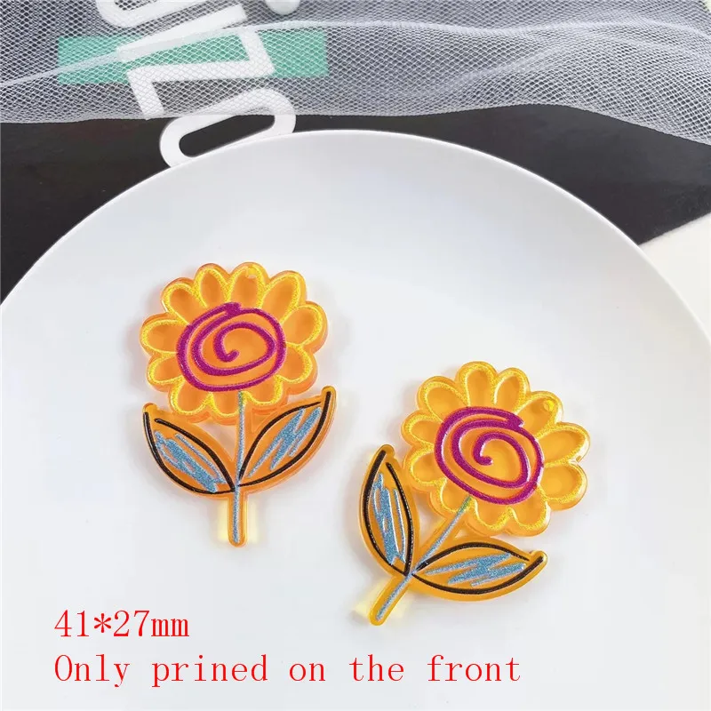 Летний стиль 40 шт./лот рельефный эффект узор Мультяшные Цветы Форма Акриловая