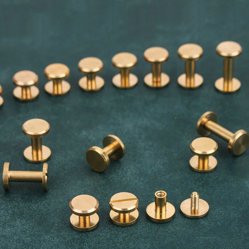 One Piece 8*4*18mm Double Flat Wallet Bag Brass Belt Screw Rivet DIY Handmade Fastener Hardware Leather Chicago Craft Part | Обустройство