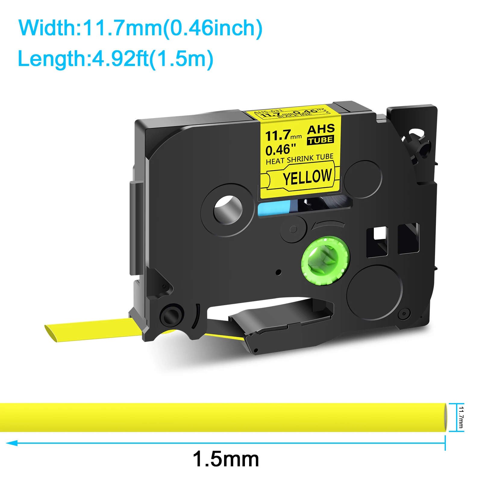 1PK совместимая с Brother P Touch Φ сменная термоусадочная трубка черная на желтой ленте