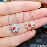 kjjeaxcmy fine jewelry 925 sterling silver inlaid natural red coral female miss pendant necklace fashion support test