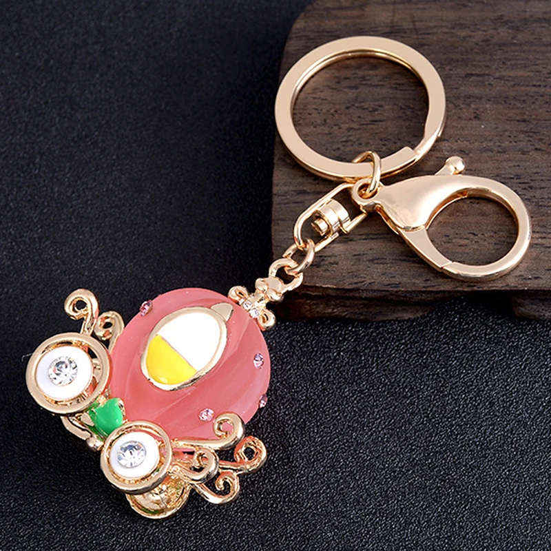 Lovely Cinderella Pumpkin Carriage Car Creative Crystal Keyring Charm Pendant Purse Bag Keychain Key Chain Ring | Украшения и
