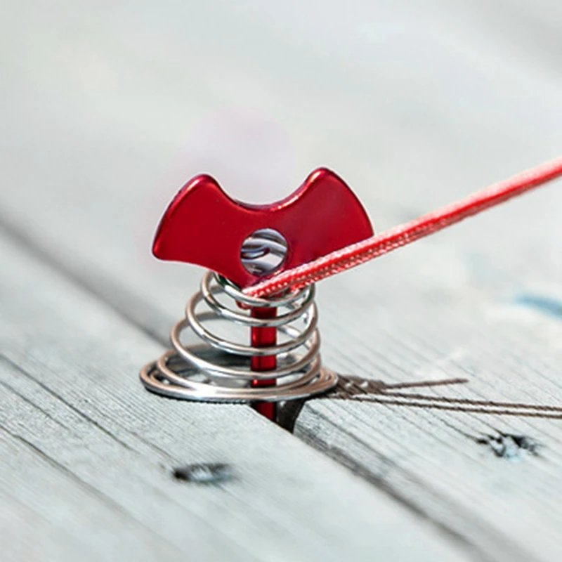 

4PCS Outdoor Spring Nails Tent Fixed Windproof Adjust Wind Rope