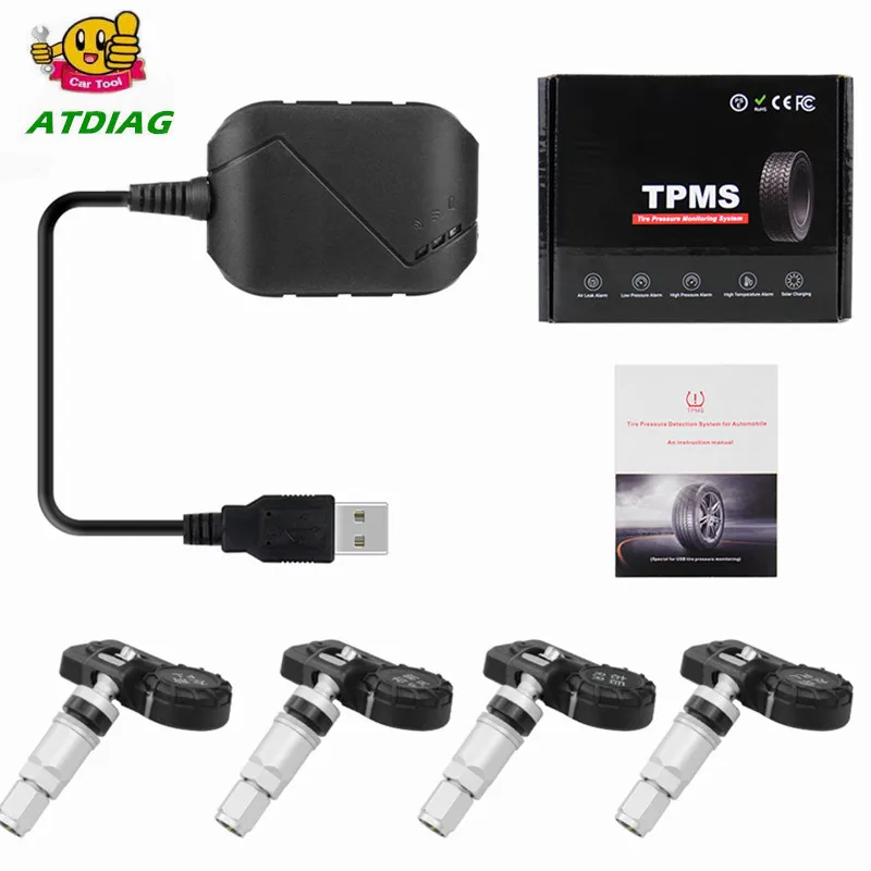 USB Android TPMS автомобильный датчик давления в шинах с 4 внешними датчиками 116 psi