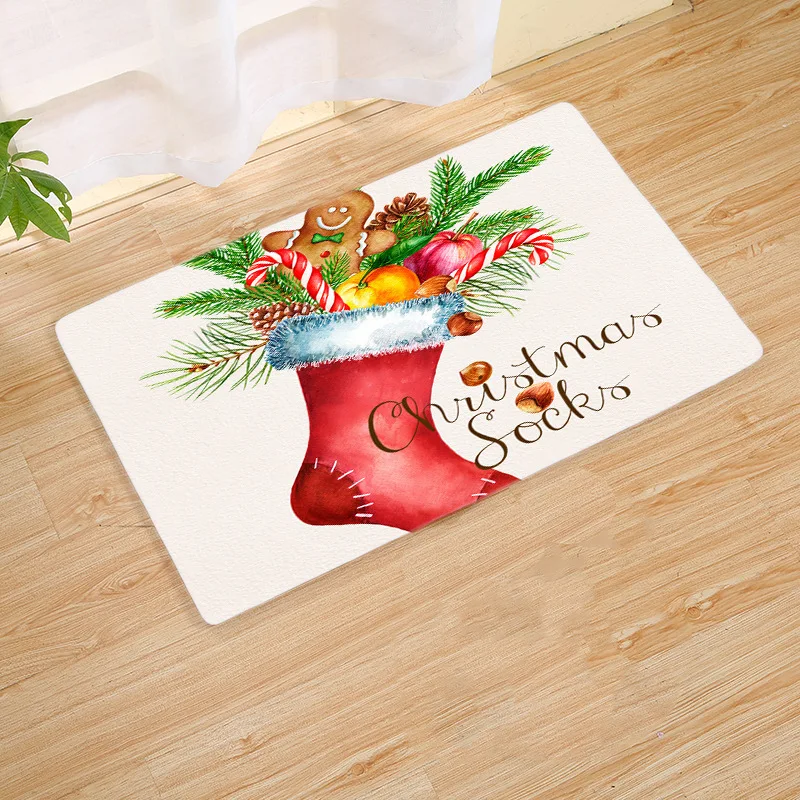 Рождественский красный напольный коврик с оленем для дома прикроватный кухни