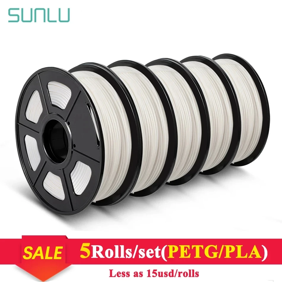 

SUNLU PLA Filament 1.75mm PETG 3d Filament 5 Rolls Of 3D Printer Filament Plastic PLA PETG 3D Printing Materials 5pcs/set